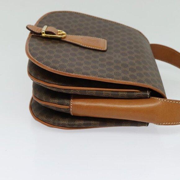 CELINE Macadam Canvas Shoulder Bag PVC Leather Brown Gold Auth 119835 - Picture 5 of 16